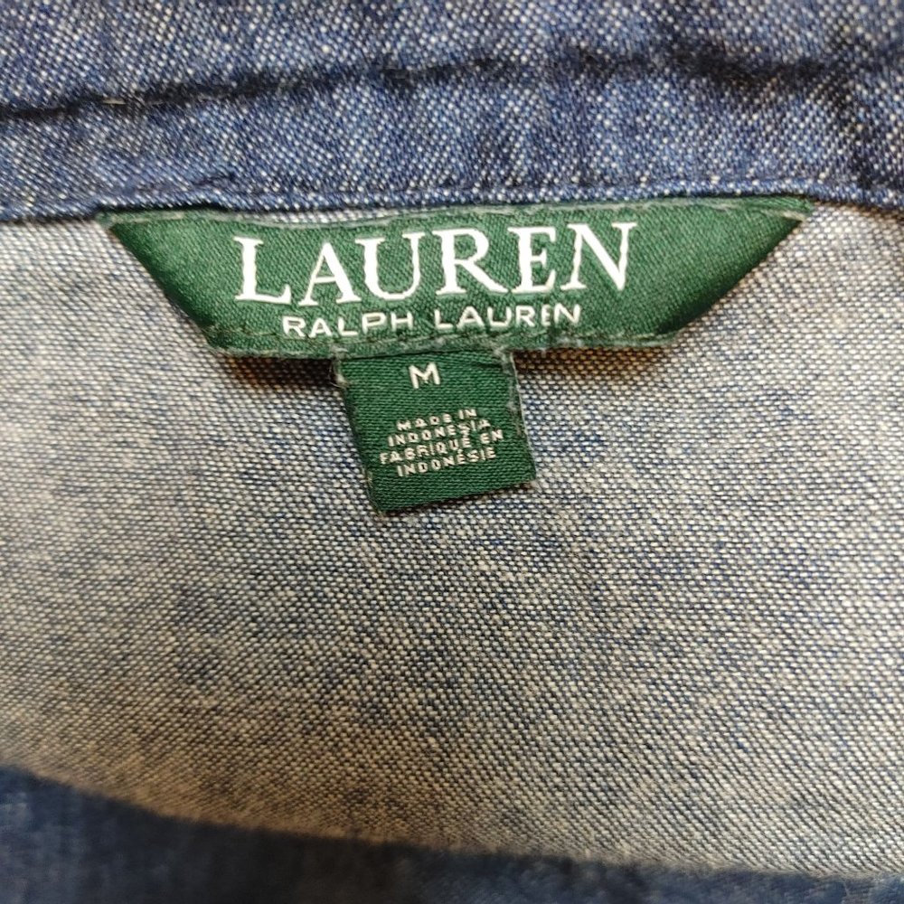 Lauren | Ralph Lauren Women's Denim 3/4 Split Sleeve Square Neck Top Medium - Picture 4 of 4